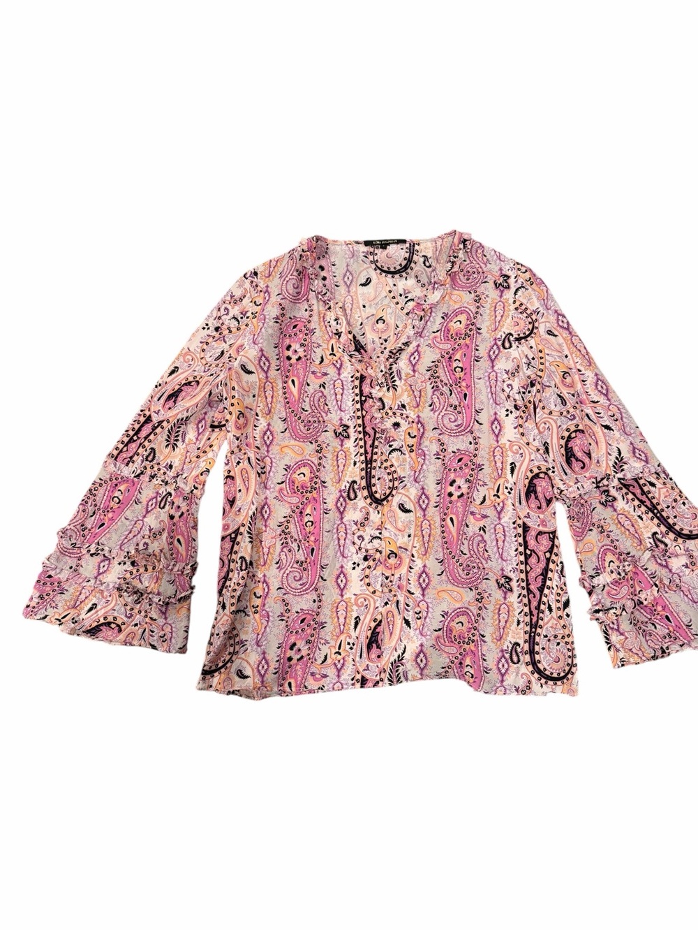 Kobi Halperin Celia 100% Silk Paisley Bell Sleeve Blouse Size S - Picture 3 of 8